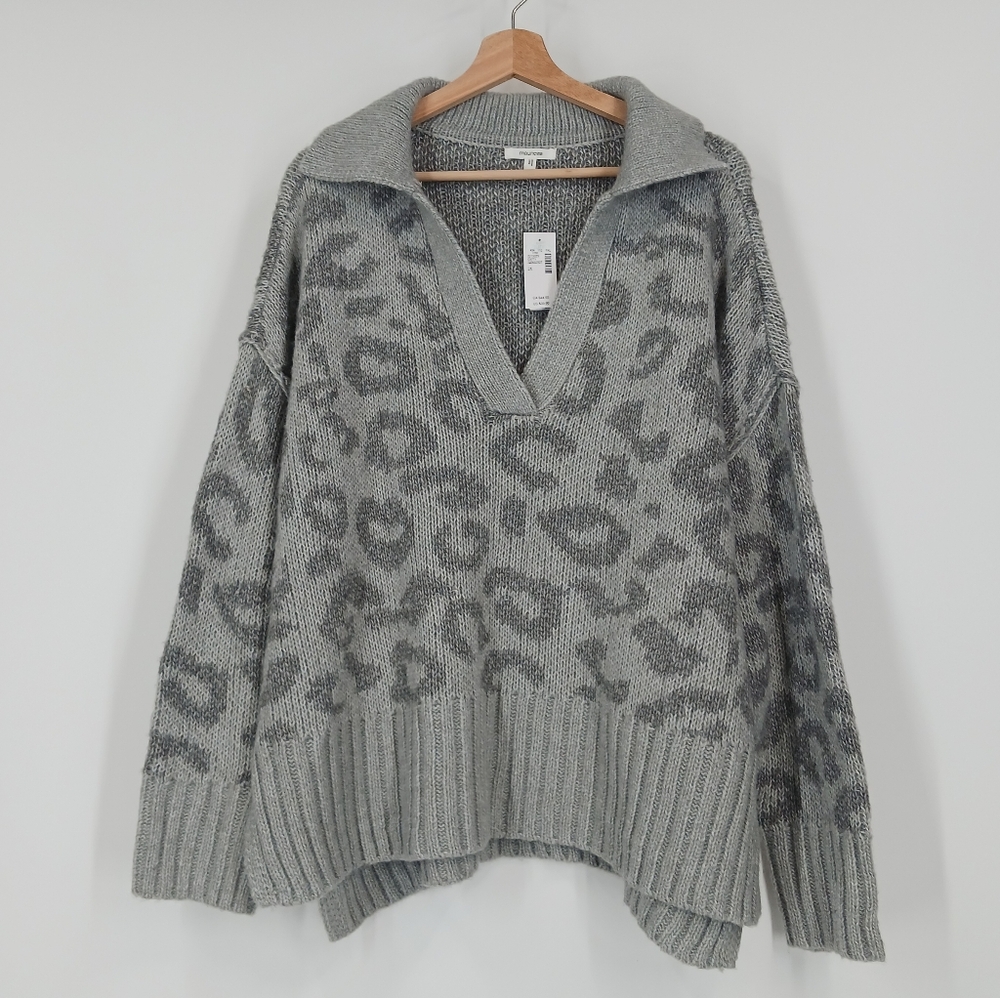 Maurices Animal Print V Neck Sweater